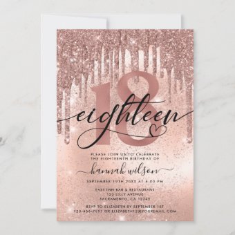 18th Birthday Party Rose Gold Trendy Invitation | Zazzle