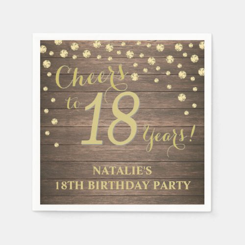 18th Birthday Party Rustic and Gold Diamond Napkins