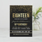 18th Birthday Party | Shimmering Gold Confetti Invitation (Standing Front)