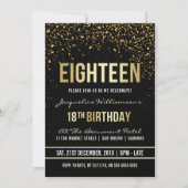 18th Birthday Party | Shimmering Gold Confetti Invitation (Front)