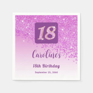 18th Birthday Party Sparkling Pink Glitter Napkins