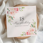18th Birthday Party Supplies Pink Floral Custom Napkins<br><div class="desc">A beautiful and feminine custom cocktail napkin to celebrate a milestone birthday in elegant style. Blush pink peonies create an elegant floral frame.</div>