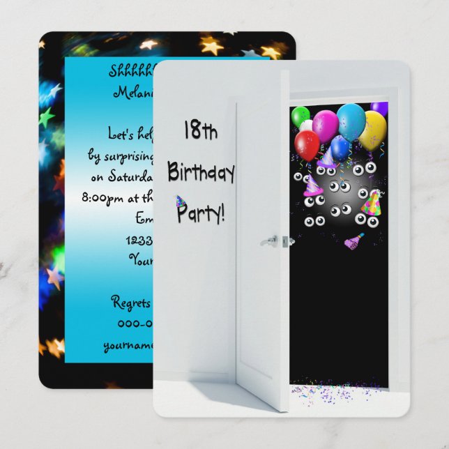 18th Birthday Party Surprise Invitation (Front/Back)