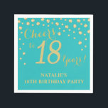 18th Birthday Party Teal and Gold Diamond Napkins<br><div class="desc">18th Birthday Party Invitation with Teal and Gold Glitter Diamond Background. Gold Confetti. Adult Birthday. Man or Woman Birthday. For further customization,  please click the "Customize it" button and use our design tool to modify this template.</div>