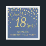 18th Birthday Party White and Blue Diamond Napkins<br><div class="desc">18th Birthday Party Invitation with Blue and Gold Glitter Diamond Background. Gold Confetti. Adult Birthday. Man or Woman Birthday. For further customization,  please click the "Customize it" button and use our design tool to modify this template.</div>