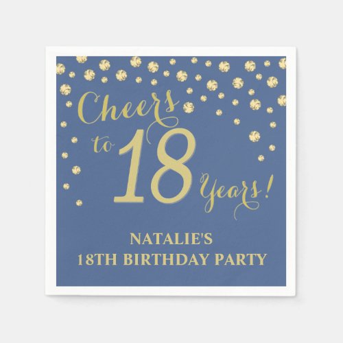 18th Birthday Party White and Blue Diamond Napkins