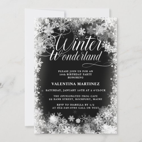 18th Birthday Party Winter Wonderland Snowflake Invitation