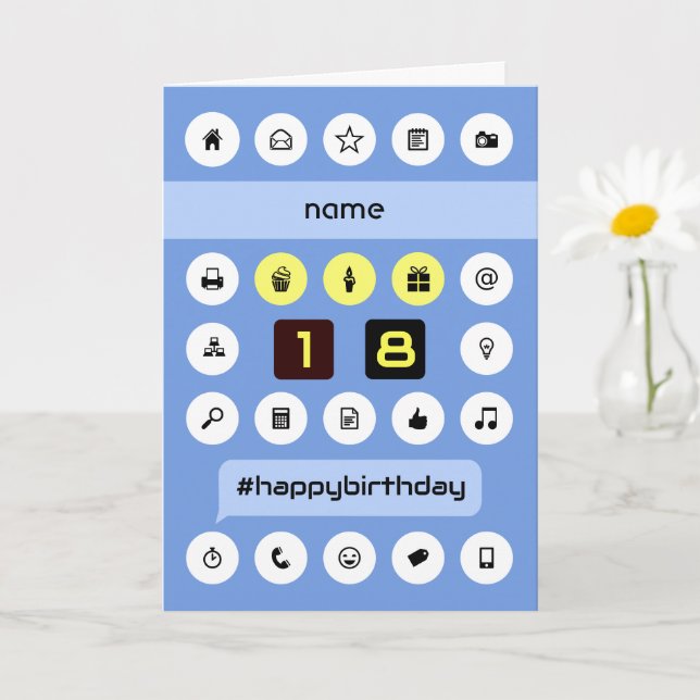 18th birthday personalized add name computing card (Small Plant)