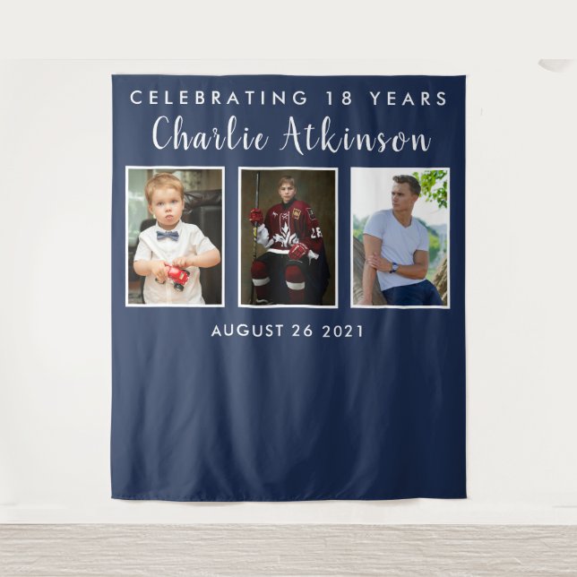 18th birthday photo collage backdrop banner (Front)