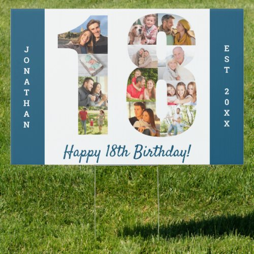 18th Birthday Photo Collage Custom Yard Sign