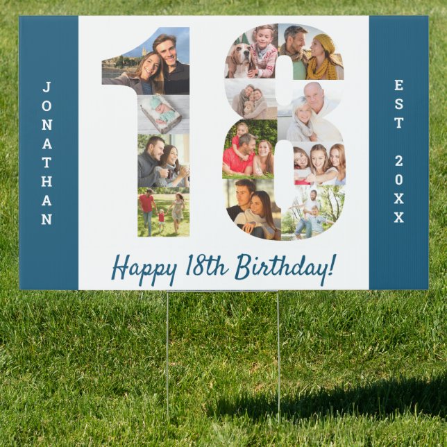 18th Birthday Photo Collage Custom Yard Sign (Insitu)