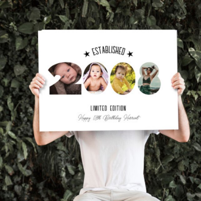 18th birthday Photo Collage established 2008 Card (Creator Uploaded)