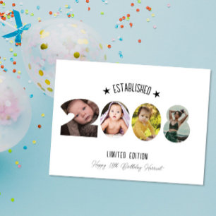 18th birthday Photo Collage established 2008 Thank You Card