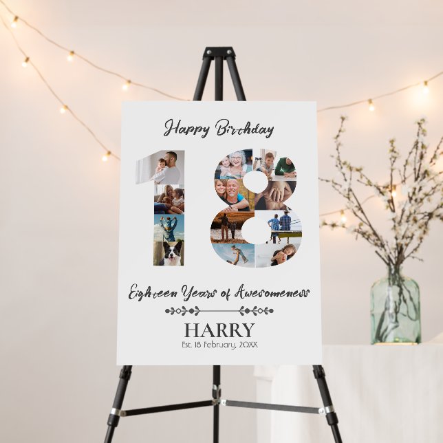 18th Birthday Photo Collage Foamboard Poster  (In Situ (Stand))