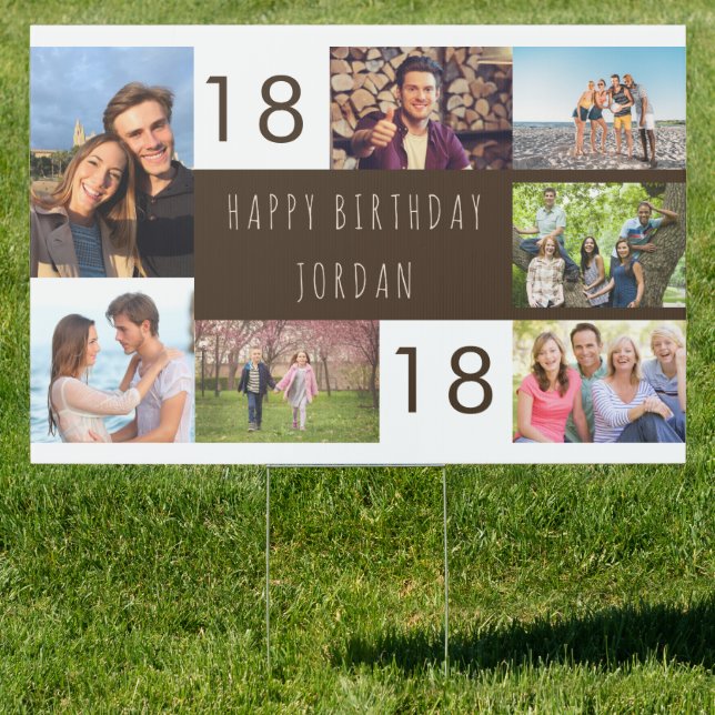 18th Birthday Photo Collage Happy Birthday Yard Sign (Insitu)