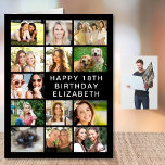 18th Birthday Photo Collage Jumbo Card<br><div class="desc">A fun 18th birthday jumbo card featuring a 12 photo collage of family,  friends,  pets,  etc. and "Happy 18th Birthday" and the recipient's name in simple white lettering on a black background. On the inside,  add a personalized message or leave blank for a handwritten note.</div>