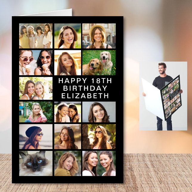 18th Birthday Photo Collage Jumbo Card (Creator Uploaded)