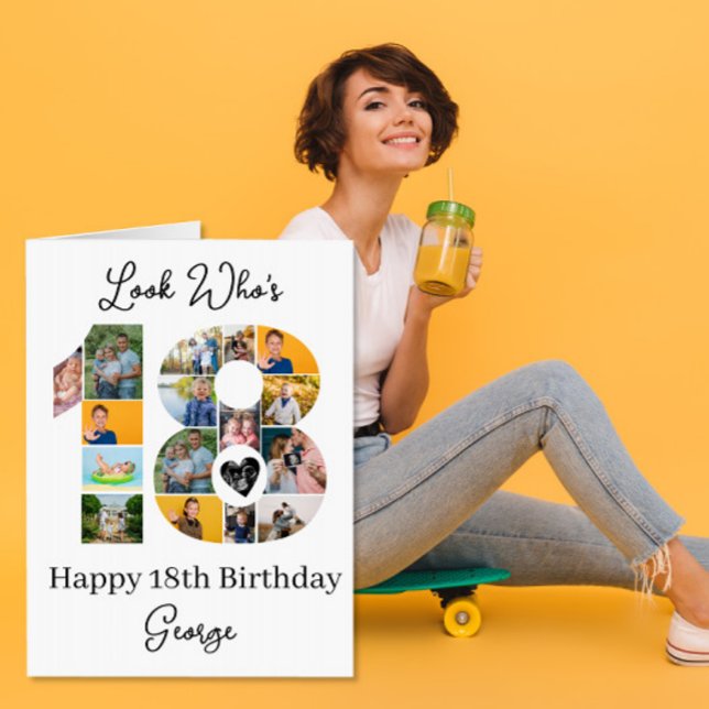 18th Birthday Photo Collage Milestone Keepsake Card (Creator Uploaded)