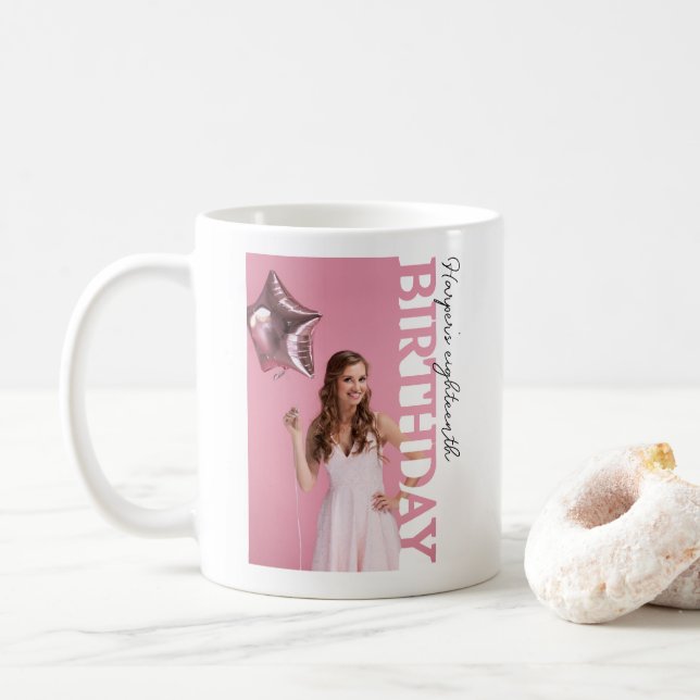 18th Birthday Photo college Party  Coffee Mug (With Donut)