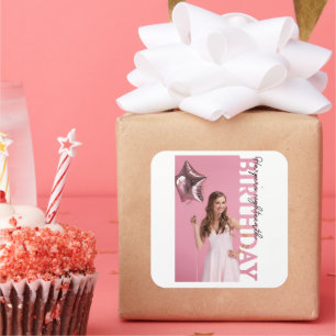18th Birthday Photo college Party favor Square Sticker