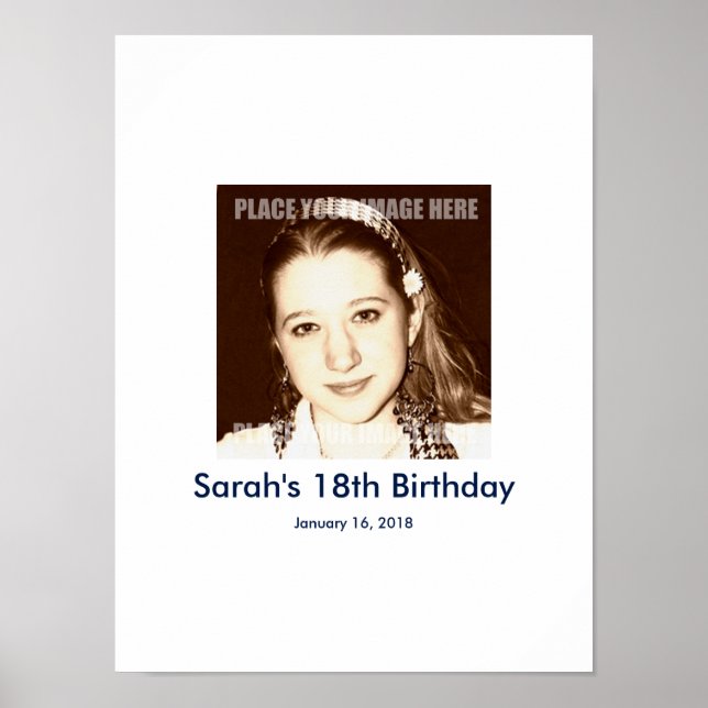 18th Birthday photo custom Sign In Party Board (Front)