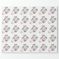 15th Birthday Photo Girl Collage Pink Flower White Wrapping Paper
