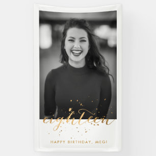 18th Birthday Photo Gold Confetti Banner