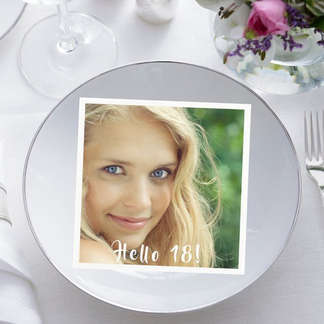 18th birthday photo hello napkins (Creator Uploaded)