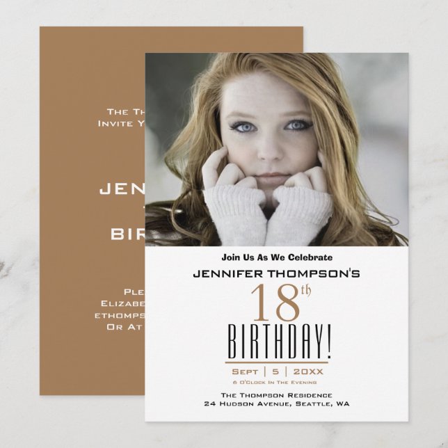 18th Birthday - Photo Party Invitation (Front/Back)