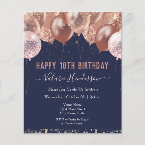 18th Birthday Pink Balloons Budget Invitation