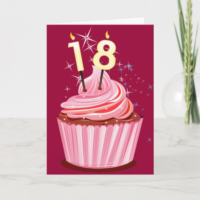 18th Birthday - Pink Cupcake Card (Front)