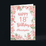 18th Birthday Pink Peach Peonies Watercolor Floral Card<br><div class="desc">18th Birthday Pink Peach Peonies Watercolor Floral Birthday Card. For further customization,  please click the "Customize it" button and use our design tool to modify this template.</div>