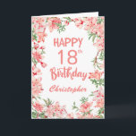 18th Birthday Pink Peach Peonies Watercolor Floral Card<br><div class="desc">18th Birthday Pink Peach Peonies Watercolor Floral Birthday Card. For further customization,  please click the "Customize it" button and use our design tool to modify this template.</div>