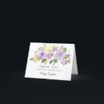 18th Birthday Pretty Purple Rose Floral Thank You Card<br><div class="desc">A beautiful and elegant thank you card designed especially for a 18th birthday party. It features a large floral spray of purple roses nestled in green leaves. Two lines are provided for a customized thank you and the birthday woman's name.</div>