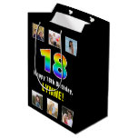 [ Thumbnail: 18th Birthday: Rainbow “18“, Custom Photos & Name Gift Bag ]