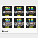 [ Thumbnail: 18th Birthday: Rainbow “18”; Custom Photos & Name Sticker ]