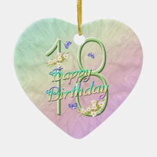 18th Birthday Rainbow Keepsake Heart Ornament