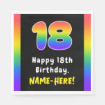 [ Thumbnail: 18th Birthday: Rainbow Spectrum # 18, Custom Name Napkins ]