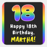 [ Thumbnail: 18th Birthday: Rainbow Spectrum # 18, Custom Name Sticker ]