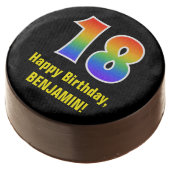 18th Birthday - Rainbow Spectrum Pattern Number 18 Chocolate Covered Oreo (Angled)
