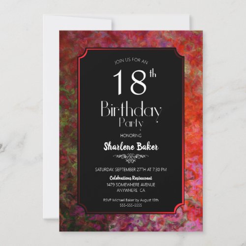 18th Birthday Red and Black Party Invitation