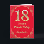 18th Birthday Red and Gold Glitter Frame Card<br><div class="desc">18th Birthday Red and Gold Glitter Frame. For further customization,  please click the "Customize it" button and use our design tool to modify this template.</div>