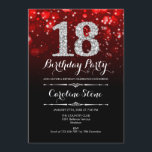 18th Birthday - Red Black Silver Invitation<br><div class="desc">18th Birthday Invitation.
Elegant red black white design with faux glitter silver. Adult birthday. Features diamonds and script font. men or women bday invite.  Perfect for a stylish birthday party. Message me if you need further customization.</div>