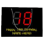 [ Thumbnail: 18th Birthday: Red Digital Clock Style "18" + Name Gift Bag ]