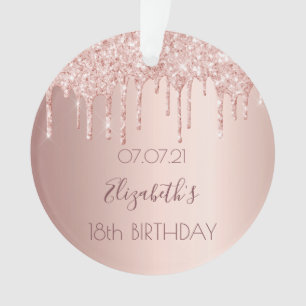 18th birthday rose gold blush pink drips ornament