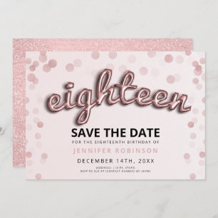 18th Birthday Rose Gold Blush Pink Glitter Invitation