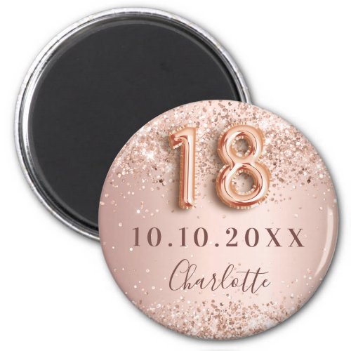 18th birthday rose gold blush save the date magnet