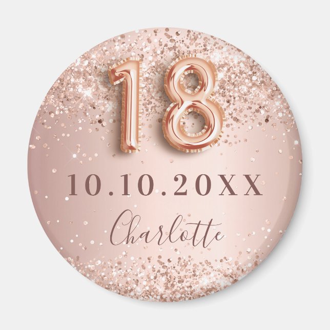 18th birthday rose gold blush save the date magnet (Front)