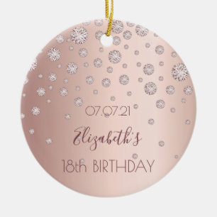 18th birthday rose gold diamonds sparkle 18 ceramic ornament