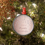 18th birthday rose gold diamonds sparkle name metal ornament<br><div class="desc">An ornament for a girly and glamorous 18th birthday party. A faux rose gold background with an elegant faux rose gold diamonds. The text: The name is written in dark rose gold with a modern hand lettered style script. Tempate for a date and age 18. Perfect as party decoration, favor,...</div>